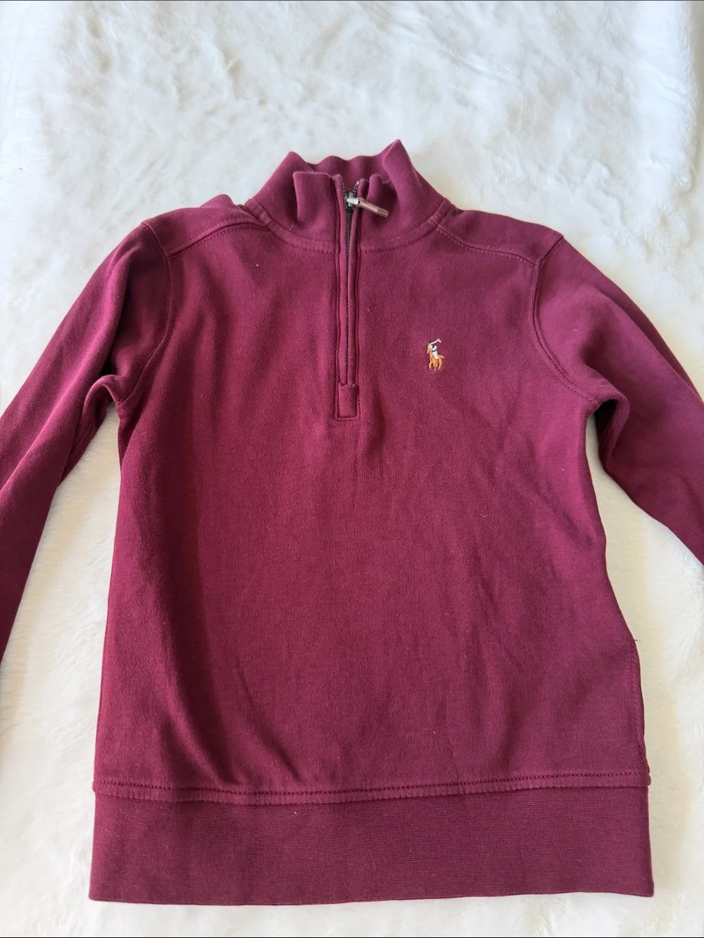 Ralph Lauren Boys Burgundy Half-Zip Mock Neck Sweater